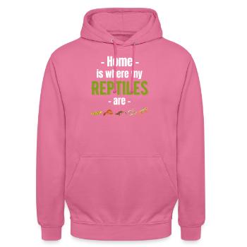 La maison est l’endroit où mes herpétologistes reptiliens - Sweat-shirt à capuche unisexe - rose - Devant - Alina (178cm) & Michal (187cm)