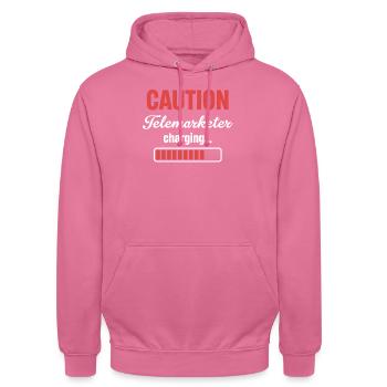 Achtung Telefonverkäufer Gebühren - Unisex Hoodie - Pink - Vorne - Alina (178cm) & Michal (187cm)