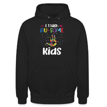 Ich Unterrichte Au-some Kinder, Sonderpädagogen, - Unisex Hoodie - Schwarz - Vorne - Alina (178cm) & Michal (187cm)