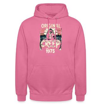 Vintage Creep depuis 1975 - anniversaire d’horreur rétro - Sweat-shirt à capuche unisexe - rose - Devant - Alina (178cm) & Michal (187cm)