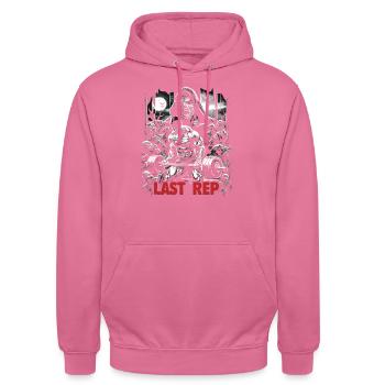 Dernier représentant Slasher Bodybuilding des années 80 - Sweat-shirt à capuche unisexe - rose - Devant - Alina (178cm) & Michal (187cm)