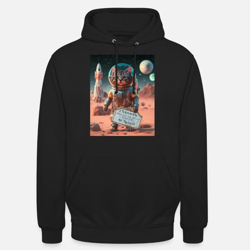 Conception amusante de chat de l’espace - Sweat-shirt à capuche unisexe - noir