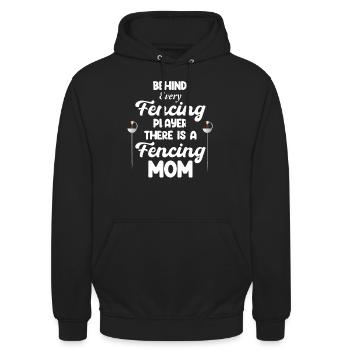 Hinter Jedem Fechtspieler Steht Eine Fechtmama - Unisex Hoodie - Schwarz - Vorne - Alina (178cm) & Michal (187cm)