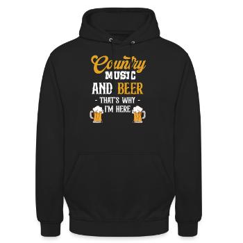 Country-musik Und Bier Darum Bin Ich Hier - Unisex Hoodie - Schwarz - Vorne - Alina (178cm) & Michal (187cm)