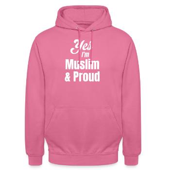 Mein Recht, Meine Stimme, Mein Hijab, Meine Wahl, - Unisex Hoodie - Pink - Vorne - Alina (178cm) & Michal (187cm)