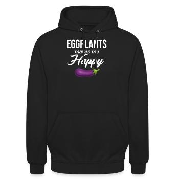 Aub Aubergine Macht Mich Glücklich Liebhaber - Unisex Hoodie - Schwarz - Vorne - Alina (178cm) & Michal (187cm)