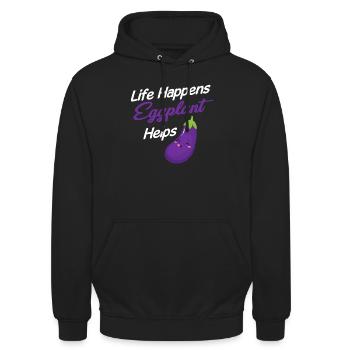 Aub Das Leben Passiert Aubergine Hilft Auberginen - Unisex Hoodie - Schwarz - Vorne - Alina (178cm) & Michal (187cm)