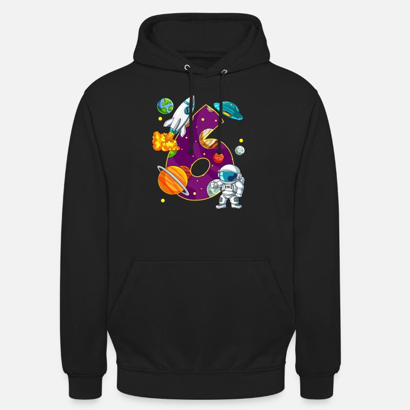 6 Anniversaire Astronaute de l’espace 6 ans - Sweat-shirt à capuche unisexe - noir