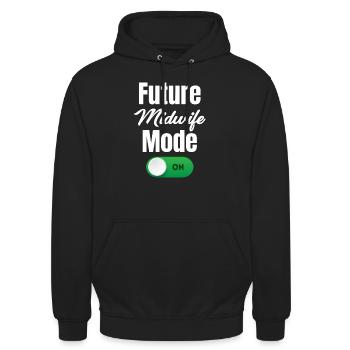Zukünftiger Hebammenmodus Für Geburtshilfliche - Unisex Hoodie - Schwarz - Vorne - Alina (178cm) & Michal (187cm)