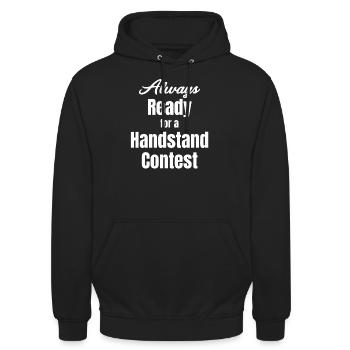 Immer Bereit Für Einen Handstandwettbewerb - Unisex Hoodie - Schwarz - Vorne - Alina (178cm) & Michal (187cm)