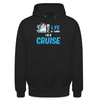 Das Leben Ist Besser Auf Einem Kreuzfahrtschiff - Unisex Hoodie - Schwarz - Vorne - Alina (178cm) & Michal (187cm)