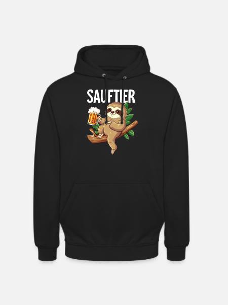 Faultier Sauftier - Unisex Hoodie - Schwarz