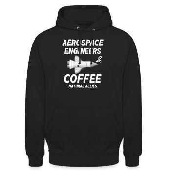 Luft- Und Raumfahrtingenieure Kaffee Natural - Unisex Hoodie - Schwarz - Vorne - Alina (178cm) & Michal (187cm)