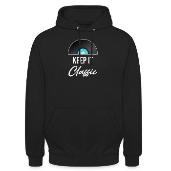 Keep It Classic Vinyle Collector Antique Rustique - Sweat-shirt à capuche unisexe - noir - Devant - Alina (178cm) & Michal (187cm)
