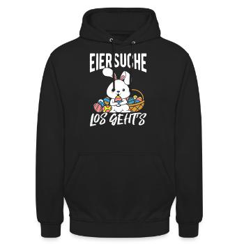 Eiersuche Los Geht’s Ostern Osterhase Ostereier Ki - Unisex Hoodie - Schwarz - Vorne - Alina (178cm) & Michal (187cm)