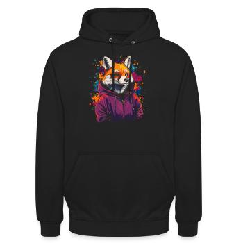 Hip Hop Fuchs Vintage Urban Streetwear - Unisex Hoodie - Schwarz - Vorne - Alina (178cm) & Michal (187cm)