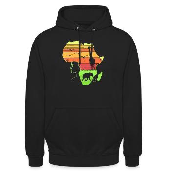 Africa is calling African Map Continent - Unisex Hoodie - Schwarz - Vorne - Alina (178cm) & Michal (187cm)