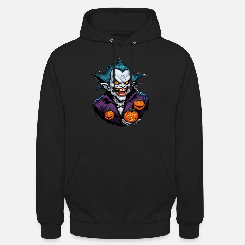 Vampire d’Halloween avec des citrouilles - Sweat-shirt à capuche unisexe - noir