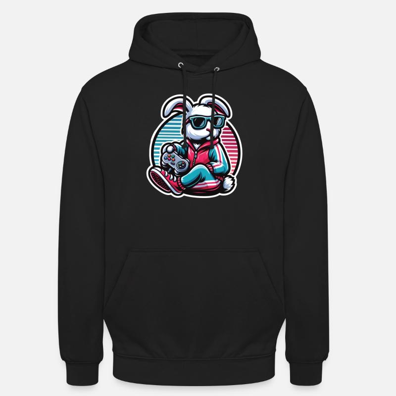 Lässiger Gamer-Hase Mit Controller - Unisex Hoodie - Schwarz