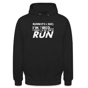 Runner'S Logic Funny Quote Running Runner Life - Unisex Hoodie - black - Front - Alina (178cm) & Michal (187cm)