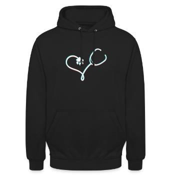 Tierarzt Herz Stethoskop Tierliebhaber Tierarzt - Unisex Hoodie - Schwarz - Vorne - Alina (178cm) & Michal (187cm)