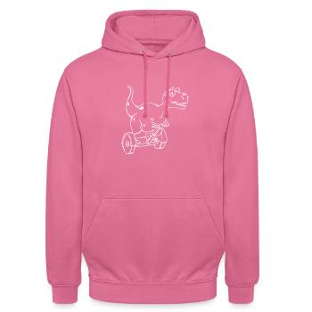 Rex mignon sur un Segway - T-shirts ironiques drôles - Sweat-shirt à capuche unisexe - rose - Devant - Alina (178cm) & Michal (187cm)