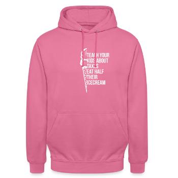 Steuern Steuern Steuerdiebstahl Libertär Konservativ - Unisex Hoodie - Pink - Vorne - Alina (178cm) & Michal (187cm)
