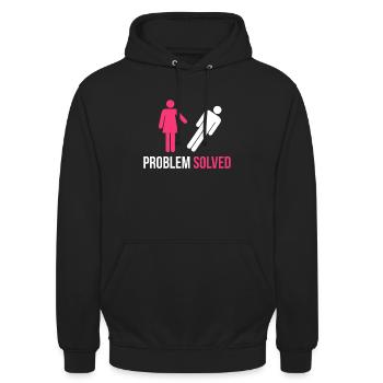 Problem gelöst Lustige Scheidung Trennung Auflösen Geschenk - Unisex Hoodie - Schwarz - Vorne - Alina (178cm) & Michal (187cm)