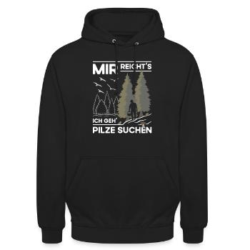Mir reichts - Ich geh Pilze suchen - Unisex Hoodie - Schwarz - Vorne - Alina (178cm) & Michal (187cm)