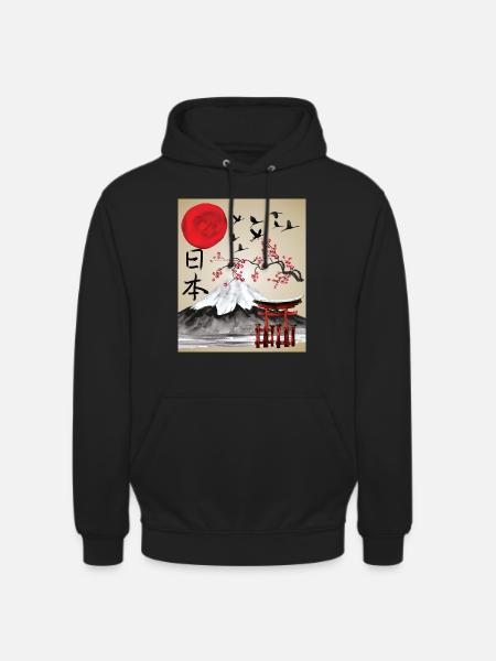 Giappone Vintage Arte Giapponese Estetica - Felpa con cappuccio unisex - nero