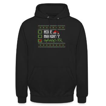 Weihnachten Humor Lustig Nice Naughty Gangster - Unisex Hoodie - Schwarz - Vorne - Alina (178cm) & Michal (187cm)