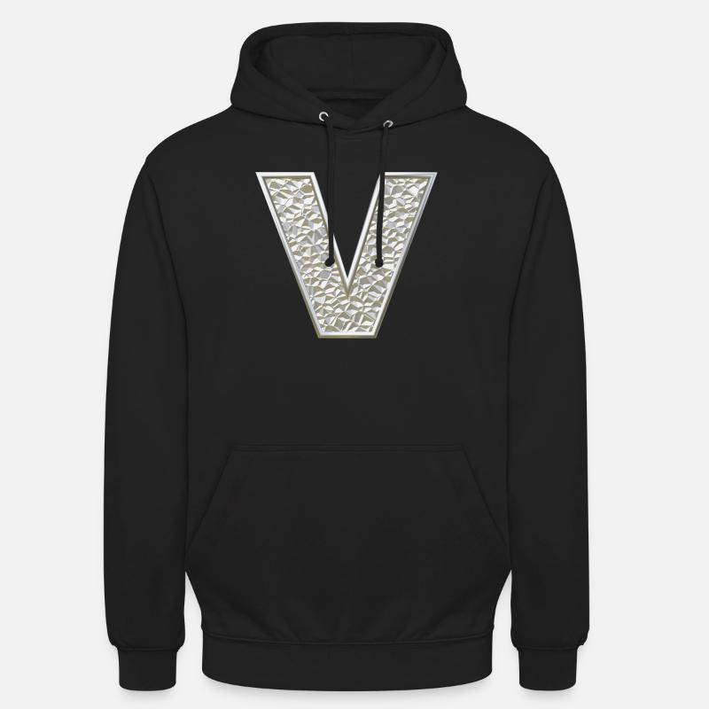 V, letter, initial, monogram, - Unisex Hoodie - black