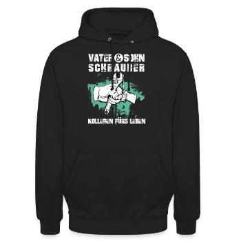 Vater & Sohn Schrauber - Unisex Hoodie - Schwarz - Vorne - Alina (178cm) & Michal (187cm)