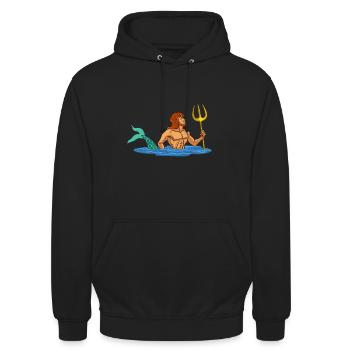 Meerjungfrau Seejungfrau Fischweib Papa Geschenk - Unisex Hoodie - Schwarz - Vorne - Alina (178cm) & Michal (187cm)