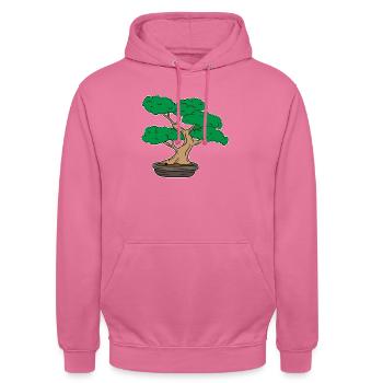 Bonsai Baum Pflanzen Japan Baumschnitt Geschenk - Unisex Hoodie - Pink - Vorne - Alina (178cm) & Michal (187cm)