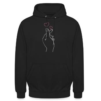 K-Pop - Unisex Hoodie - Schwarz - Vorne - Alina (178cm) & Michal (187cm)