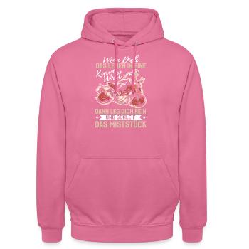 Lustig Motorrad Bike Geschenk Spruch Sarkastisch - Unisex Hoodie - Pink - Vorne - Alina (178cm) & Michal (187cm)
