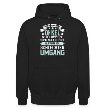 Man Nennt Mich Onkel Komplize Spruch Lustig - Unisex Hoodie - Schwarz - Vorne - Alina (178cm) & Michal (187cm)