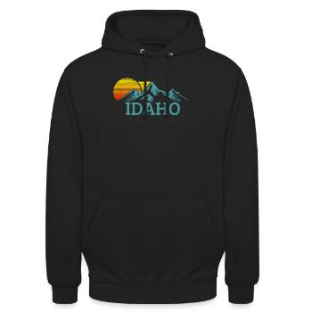 Souvenirs vintage Idaho USA - Sweat-shirt à capuche unisexe - noir - Devant - Alina (178cm) & Michal (187cm)