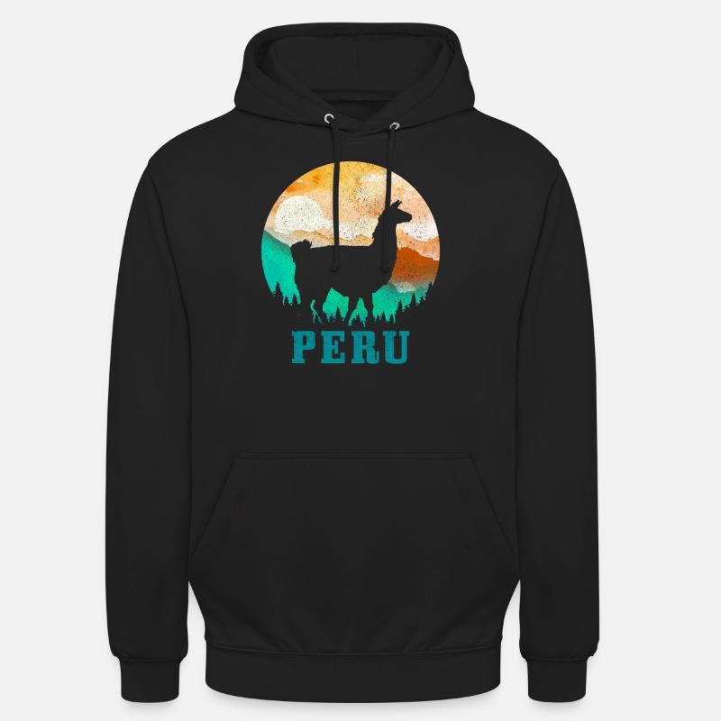 Pérou Llama Alpaca - Sweat-shirt à capuche unisexe - noir