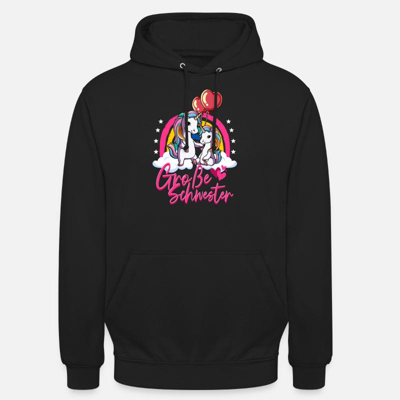 Große Schwester Einhorn - Unisex Hoodie - Schwarz