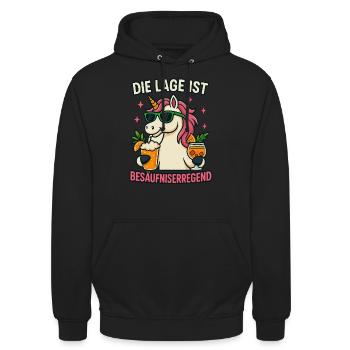 Party Spruch - Einhorn - Unisex Hoodie - Schwarz - Vorne - Alina (178cm) & Michal (187cm)