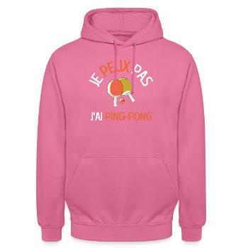 JE PEUX PAS J AI PING PONG - Sweat-shirt à capuche unisexe - rose - Devant - Alina (178cm) & Michal (187cm)
