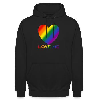 Love me Herz LGBTQIA - Unisex Hoodie - Schwarz - Vorne - Alina (178cm) & Michal (187cm)
