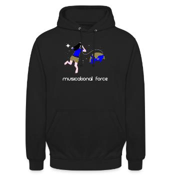 Kraft der Musik - Unisex Hoodie - Schwarz - Vorne - Alina (178cm) & Michal (187cm)