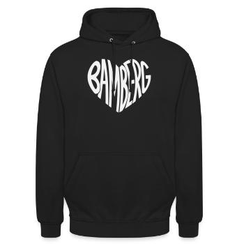 Bamberg Herz Typo - Unisex Hoodie - Schwarz - Vorne - Alina (178cm) & Michal (187cm)