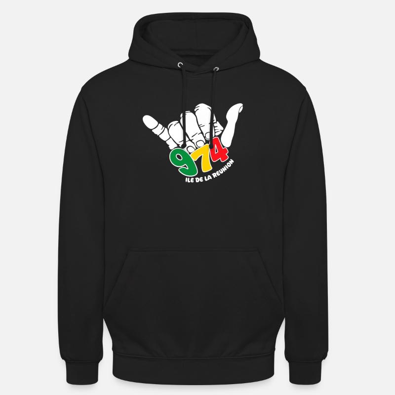 974 Île de la Réunion - Sweat-shirt à capuche unisexe - noir