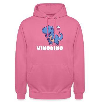 Vinodino Wein Geschenk Vinosaurier Party Alkohol - Unisex Hoodie - Pink - Vorne - Alina (178cm) & Michal (187cm)