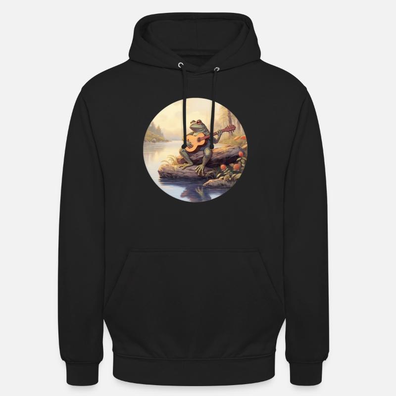 Frog joue du banjo - Sweat-shirt à capuche unisexe - noir