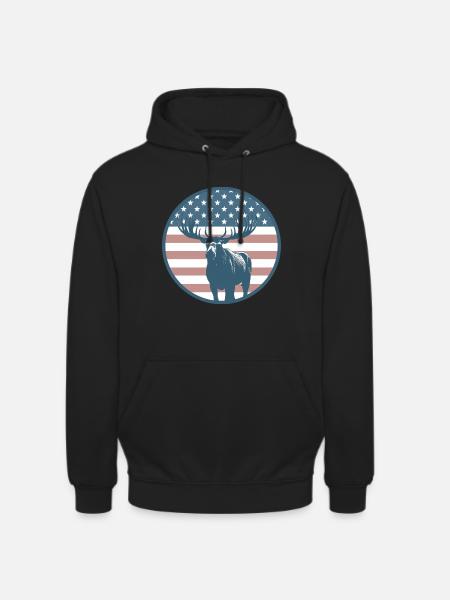 American Flag Moose - Unisex Hoodie - black